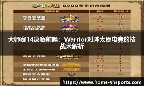 大师赛14决赛前瞻：Warrior对阵太原电竞的技战术解析